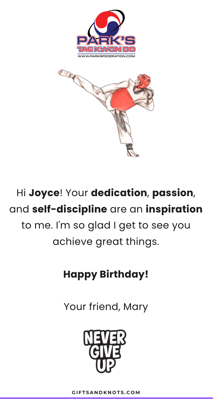 Parks Taekwondo Bracelet - Custom Message - Coral Springs - Online Order