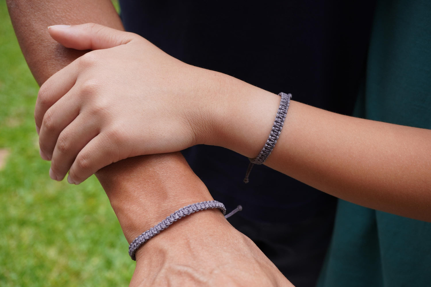 Gray Matching Bracelets, Braided Macrame Rope, Father & Son, Adjustable Waterproof by Gifts & Knots
