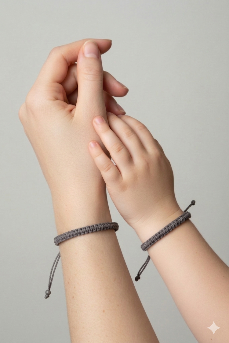 Matching Bracelets, Daddy and Me, Father and Son, Mommy and Me, Gray Bracelets for Boys, First Day of School