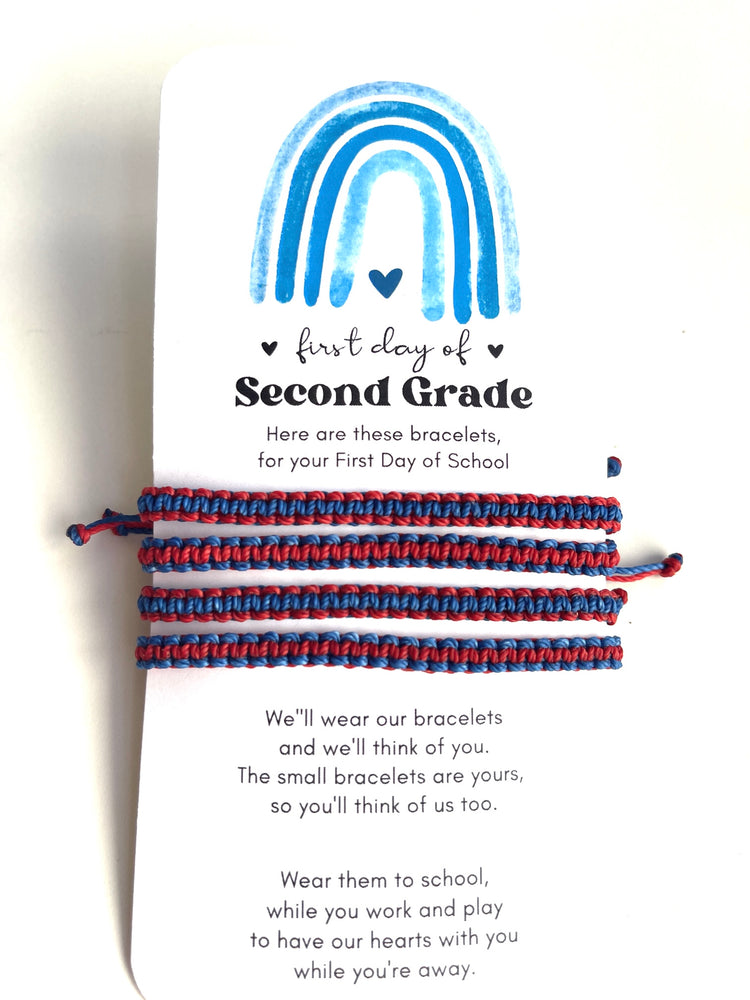 First Day of Second Grade, Red and Blue, Family Matching Bracelets