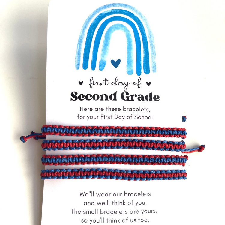 First Day of Second Grade, Red and Blue, Family Matching Bracelets