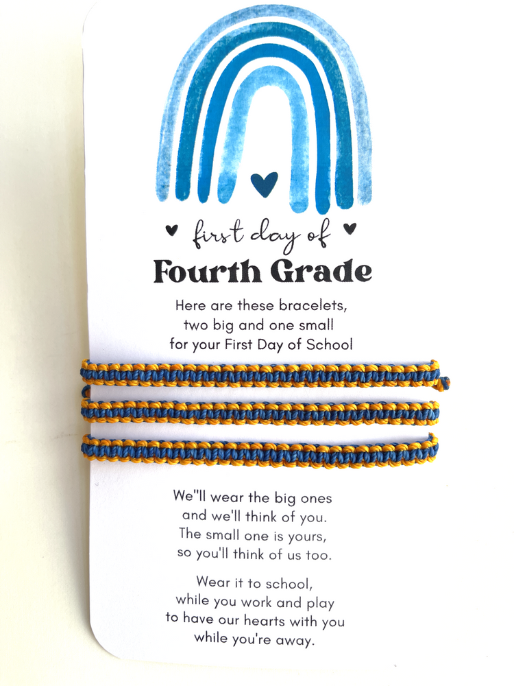First Day of Fourth Grad Teal and Orange, Family Matching Bracelets