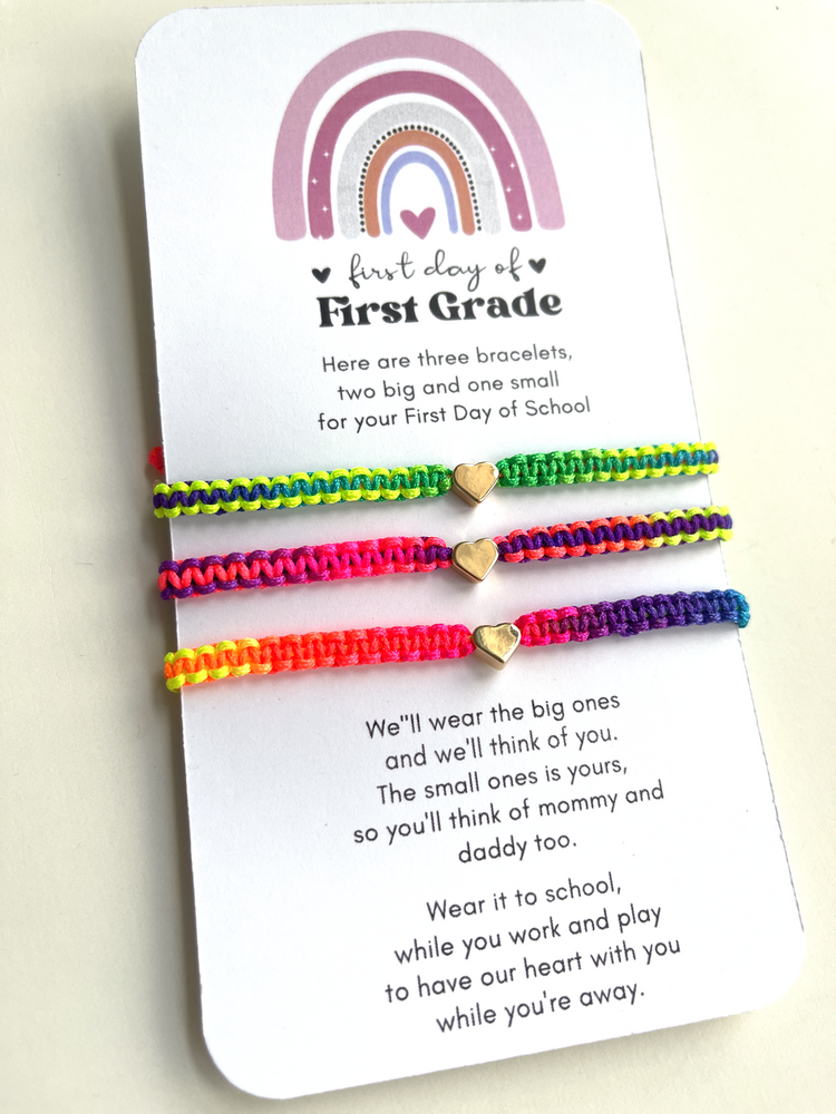First Day of First Grade, Colorful Family Matching Bracelet Set