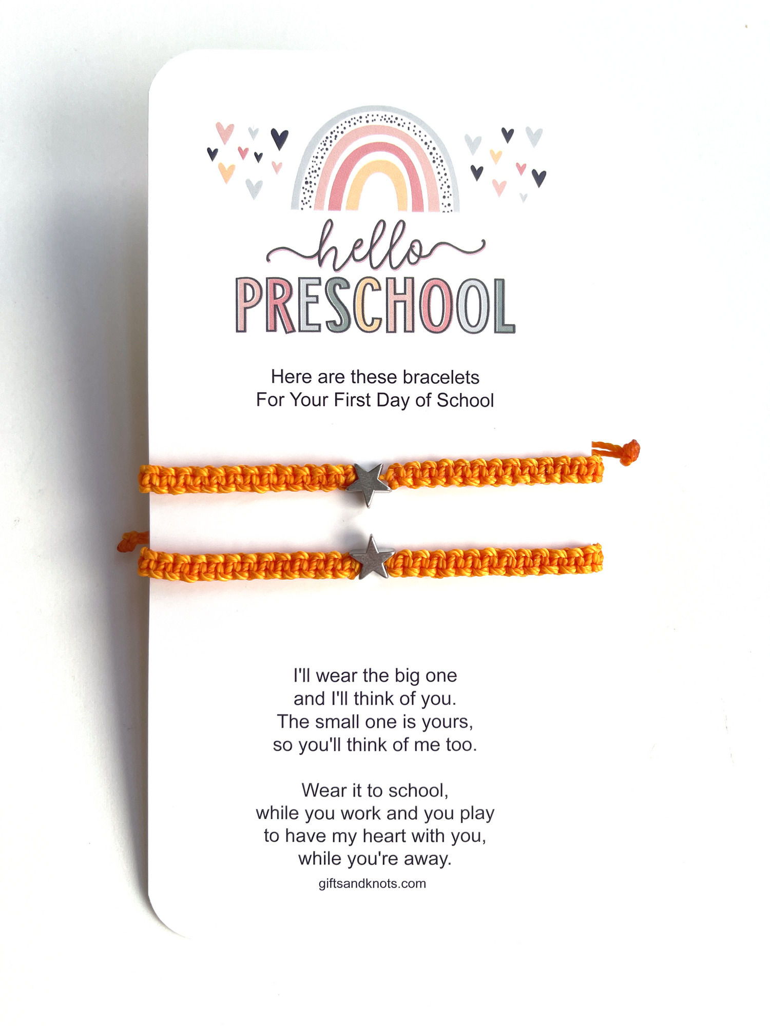 Mommy and Me Silver Heart Matching Bracelets, First Day of Preschool (Copy) - Gifts & Knots