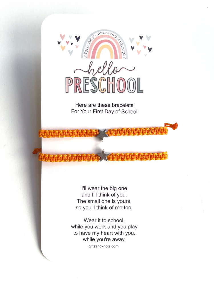 Mommy and Me Silver Heart Matching Bracelets, First Day of Preschool (Copy) - Gifts & Knots