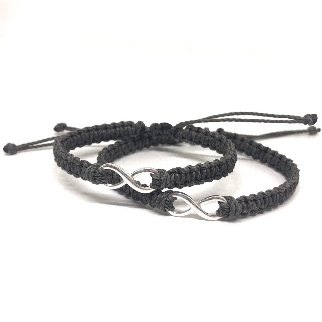 Infinity Solid Sterling Silver Bracelet Dark Gray