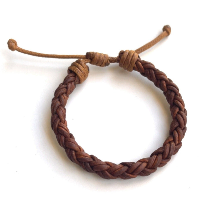 Thick Braided Bracelet, Light Brown Leather, Boys Favors, Daddy and Son Bracelet, Unisex, Family Bracelets