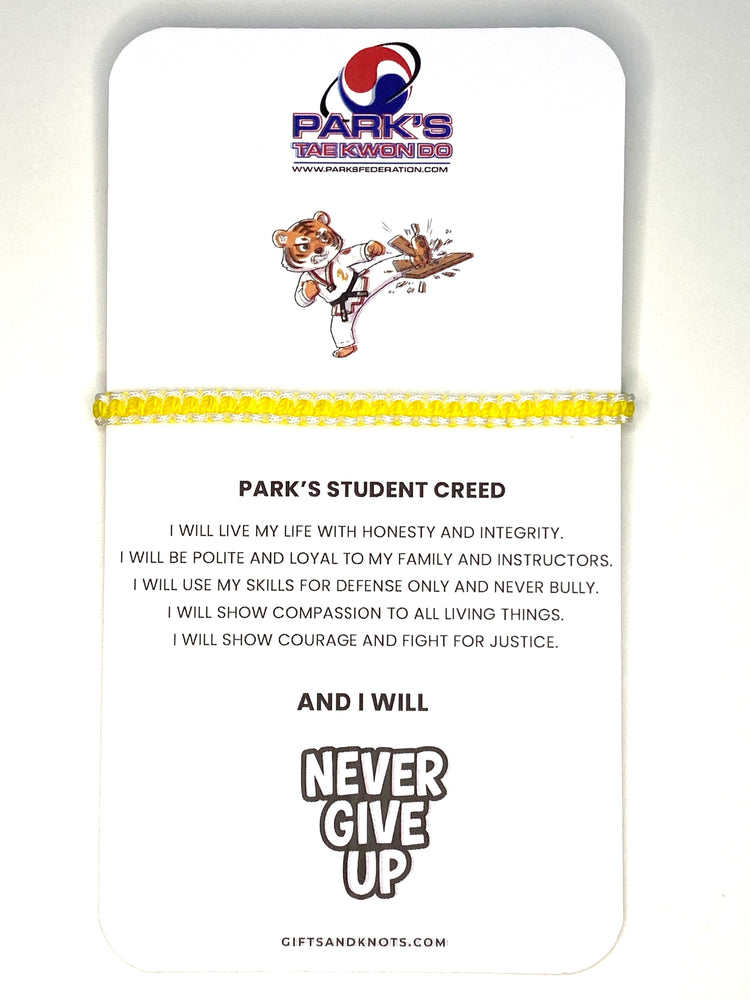 Parks Taekwondo Bracelet - Student Creed Card - Pembroke Pines - Pickup