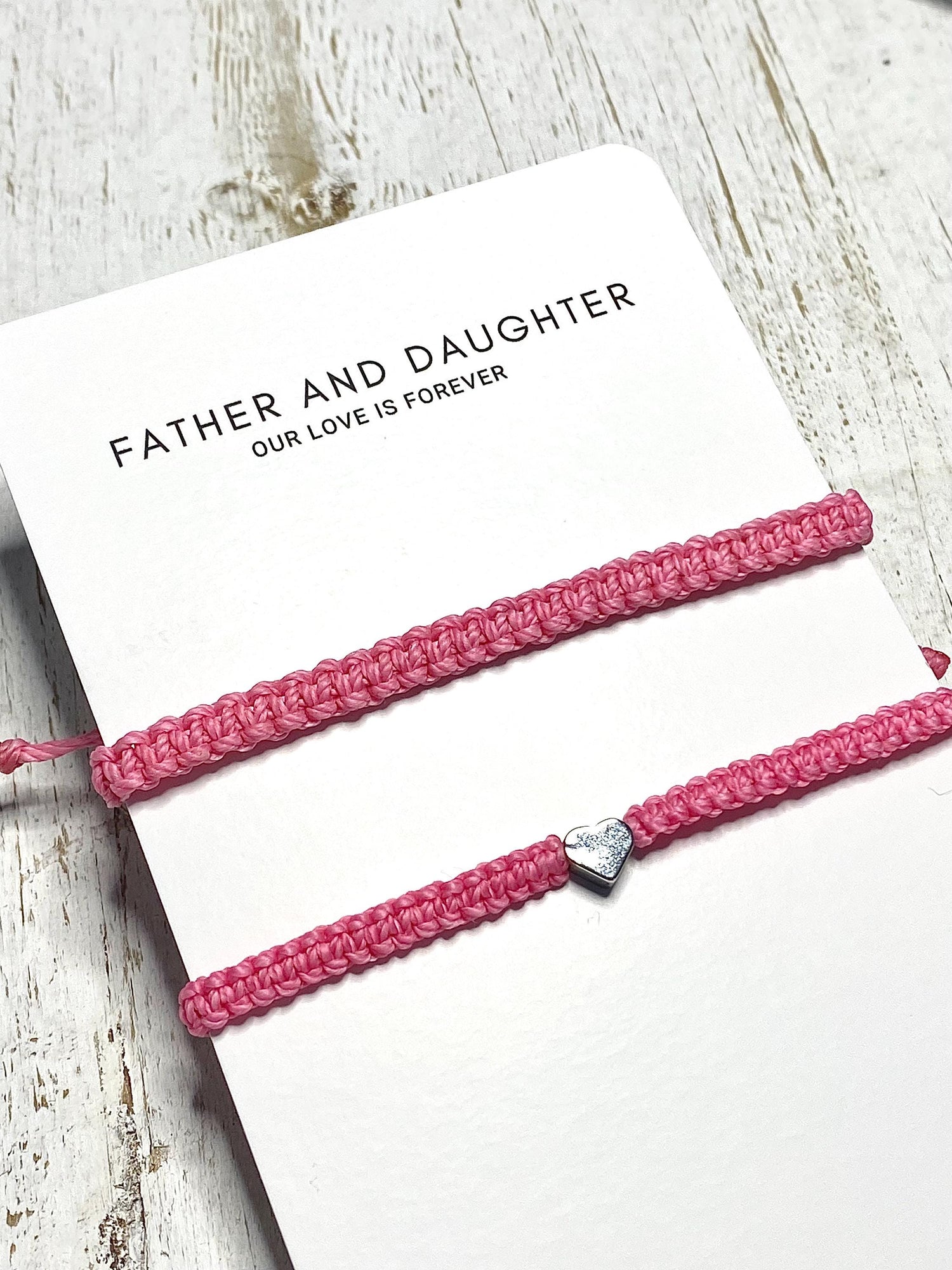 Pink Bracelets, Father and Daughter Card Set