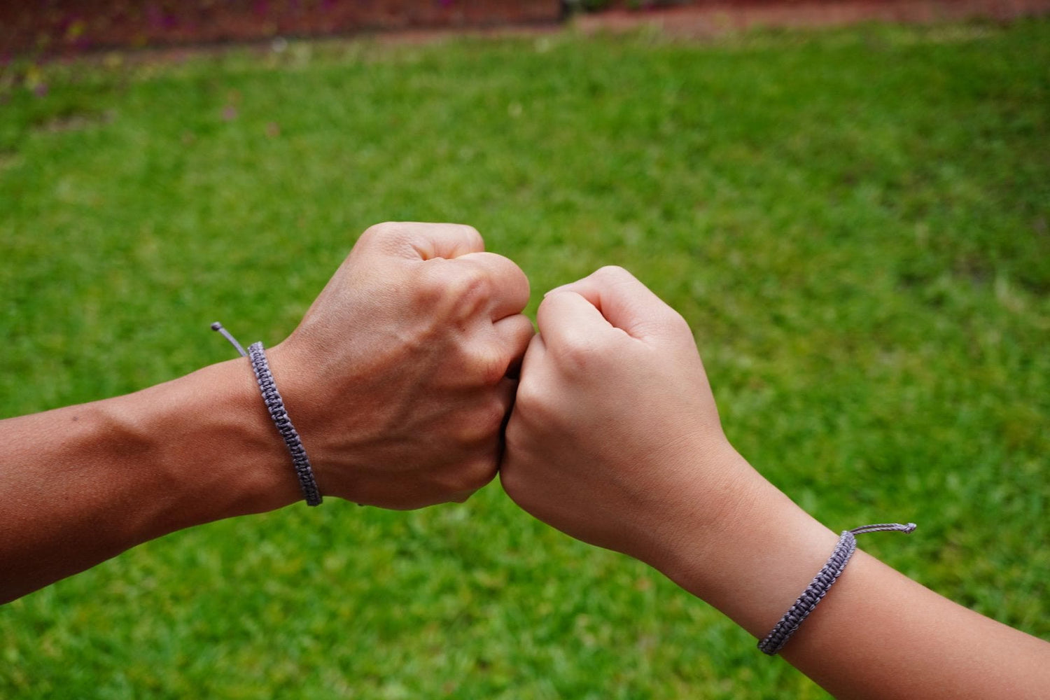 Gray matching bracelets. Daddy and me. Father and Son.
