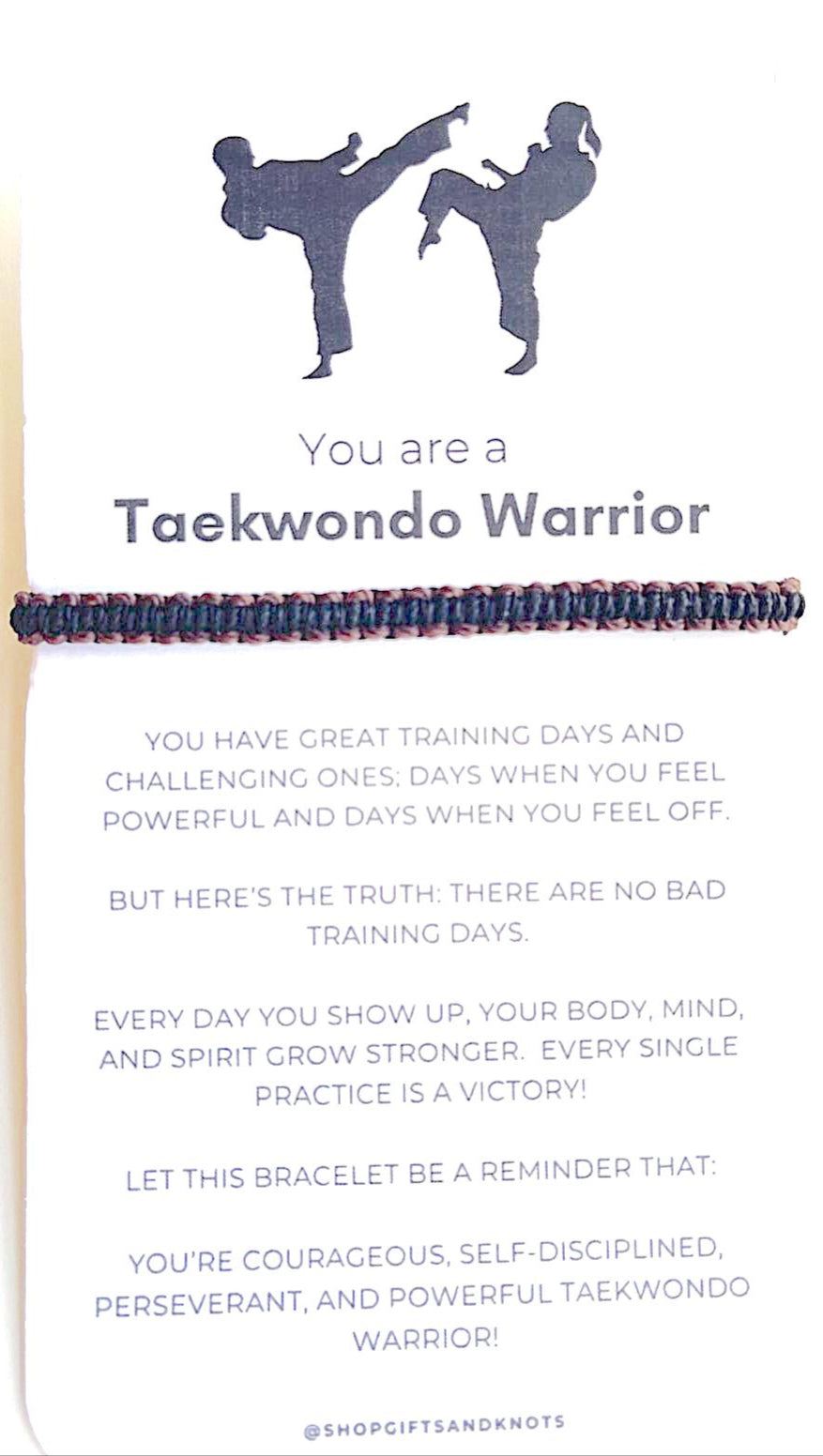 Taekwondo Brown Sr Black Brown Belt Bracelet Warrior by Gifts & Knots