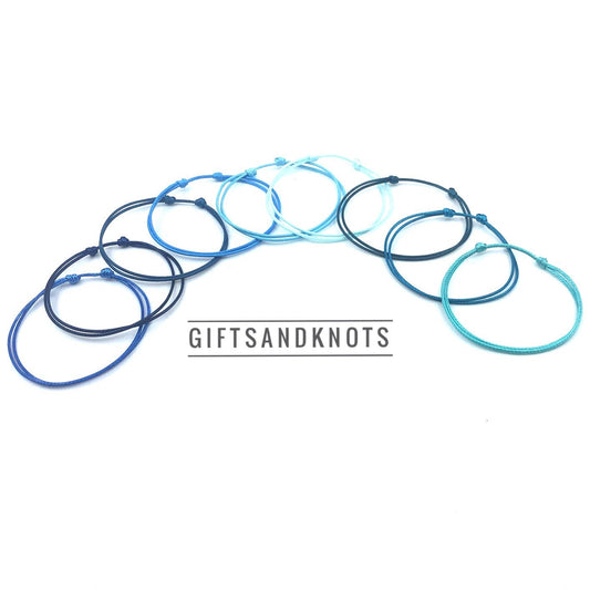 Adjustable Blue Bracelets 1mm Thin School Favors