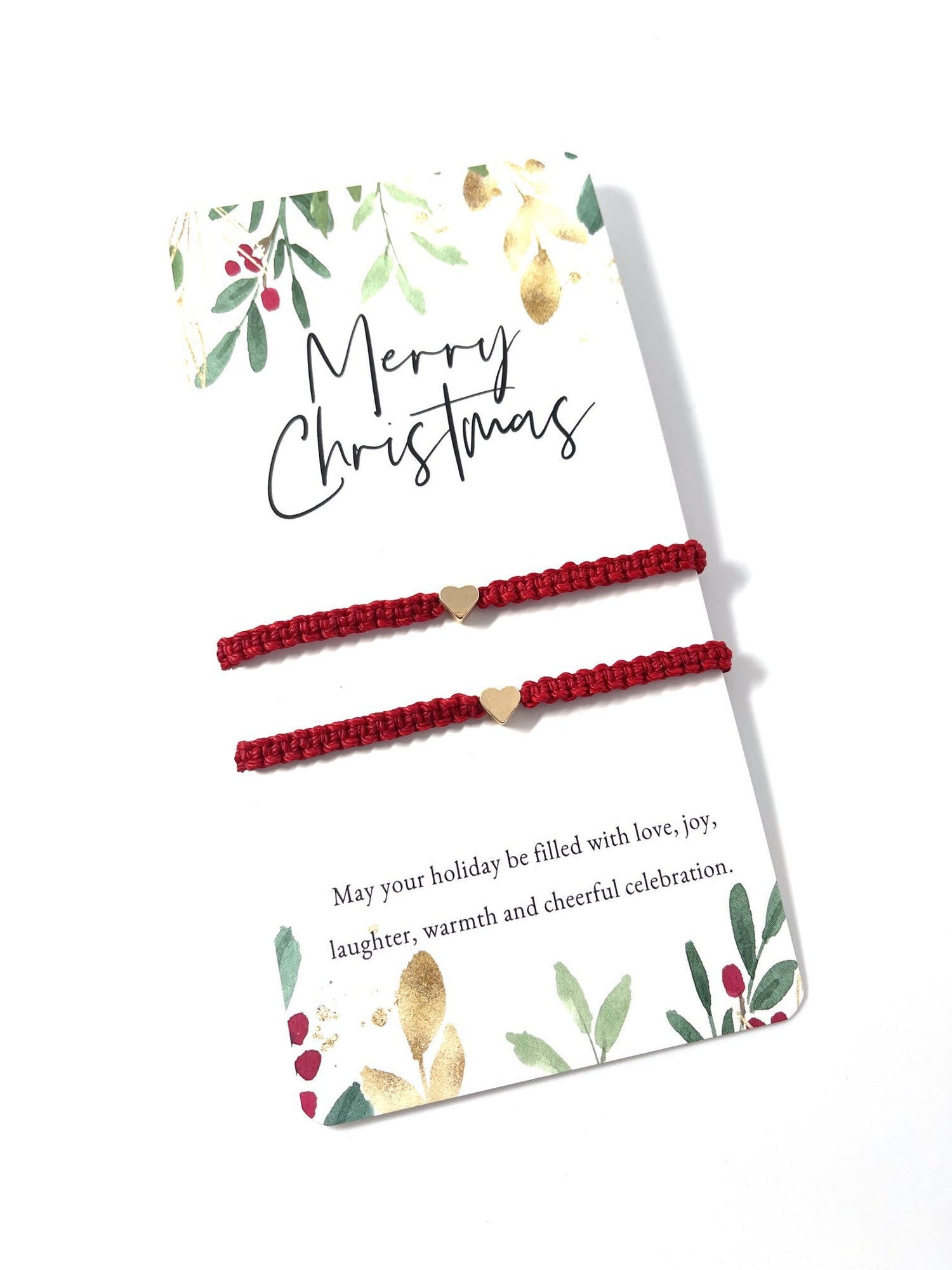 Mommy and Daughter Gold Heart Red Bracelet Family Christmas Gifts, Gifts Under 15