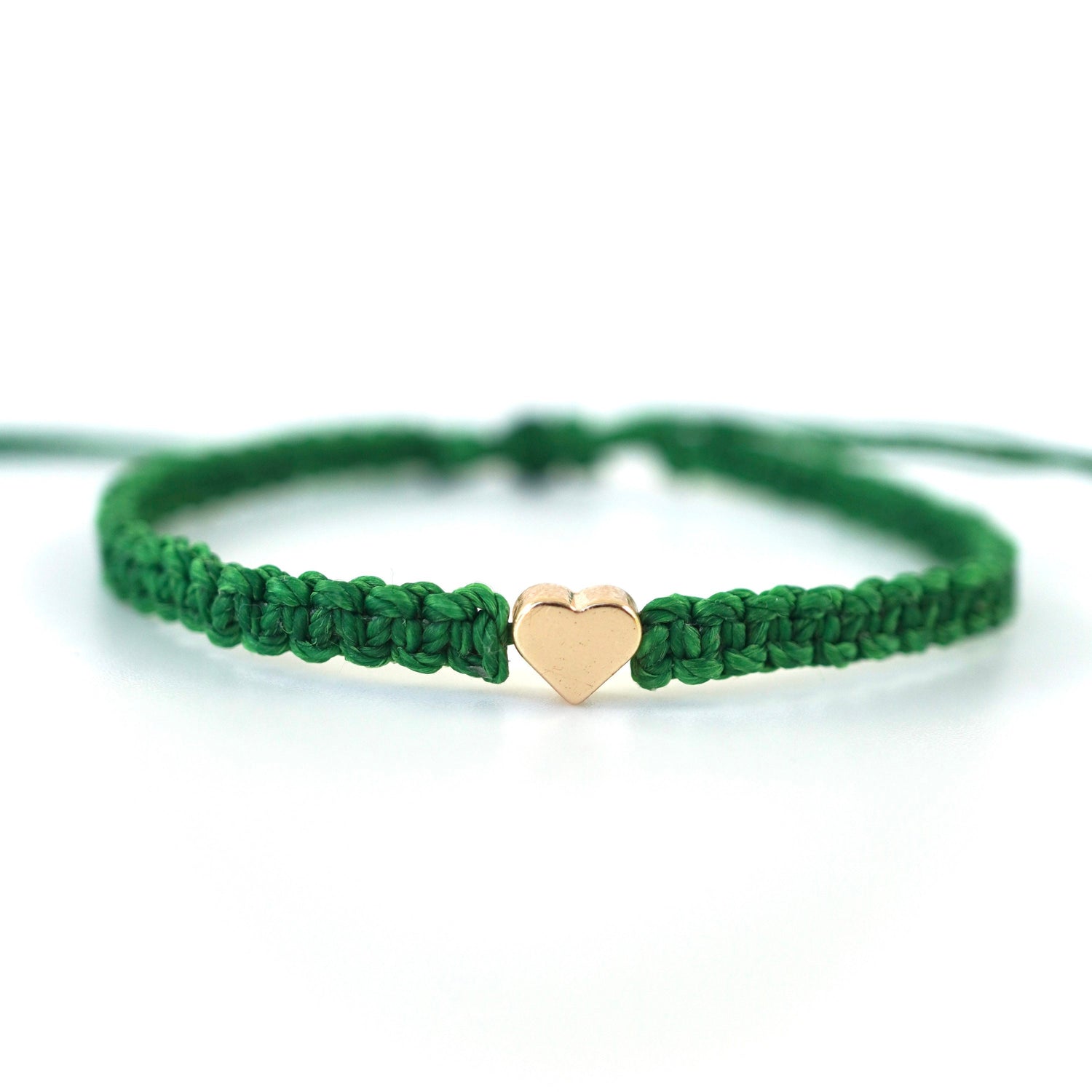 Green Bracelet Gold Heart by Gifts and Knots