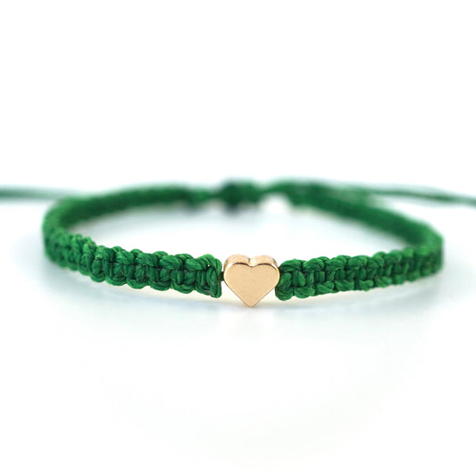 Green Bracelet Gold Heart by Gifts and Knots