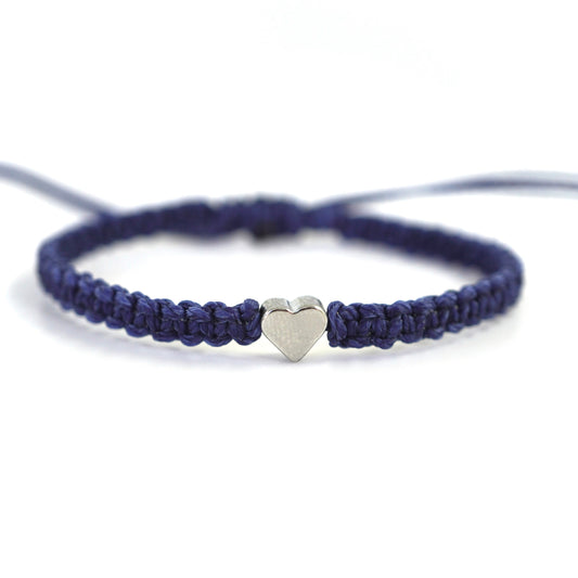 Blue Ribbon Silver Heart Bracelet by Gifts & Knots