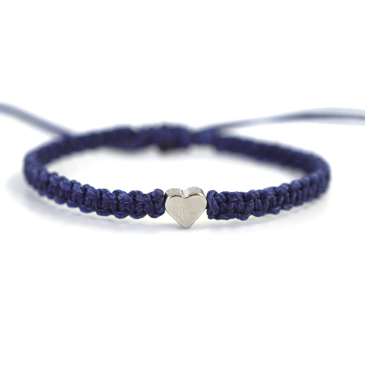 Blue Ribbon Silver Heart Bracelet by Gifts & Knots