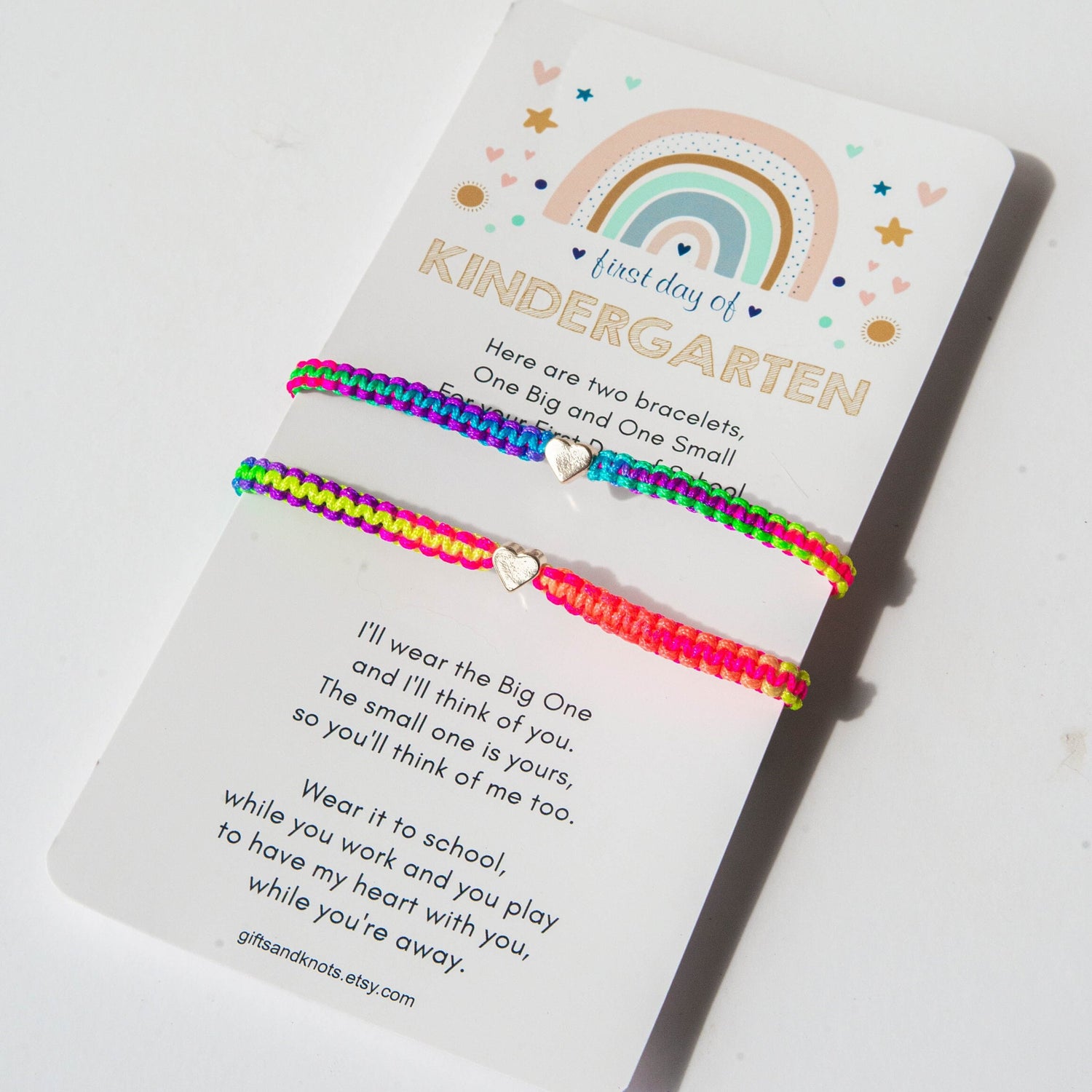 Mommy and Me Heart Rainbow Matching Bracelets, First Day of Kindergarten