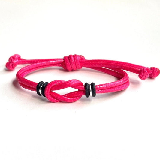 Celtic Knot Bracelet, Neon Pink Waxed Cord Bracelet, Boys Bracelet, Adjustable Bracelet, Infinity Bracelet, Unisex, Family Bracelets