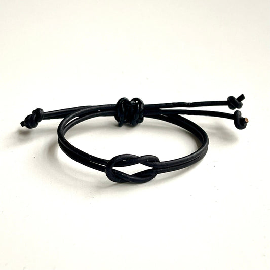 Black Leather Celtic Knot Bracelet: Unisex Adjustable Band
