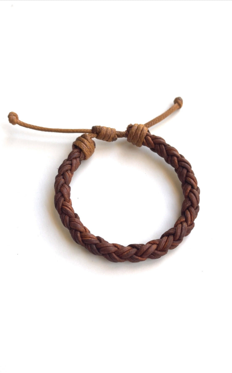 Thick Braided Bracelet, Light Brown Leather, Boys Favors, Daddy and Son Bracelet, Unisex, Family Bracelets