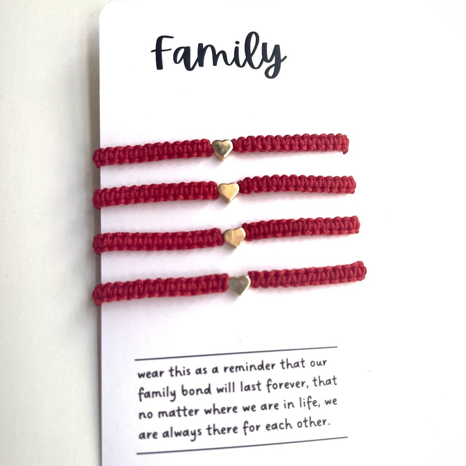 Red Matching Family Bracelets Gold Plated Heart