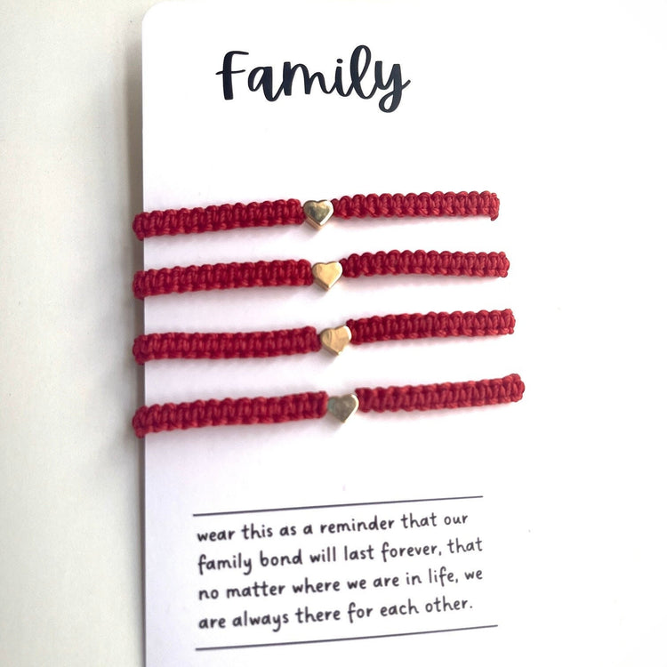 Red Matching Family Bracelets Gold Plated Heart