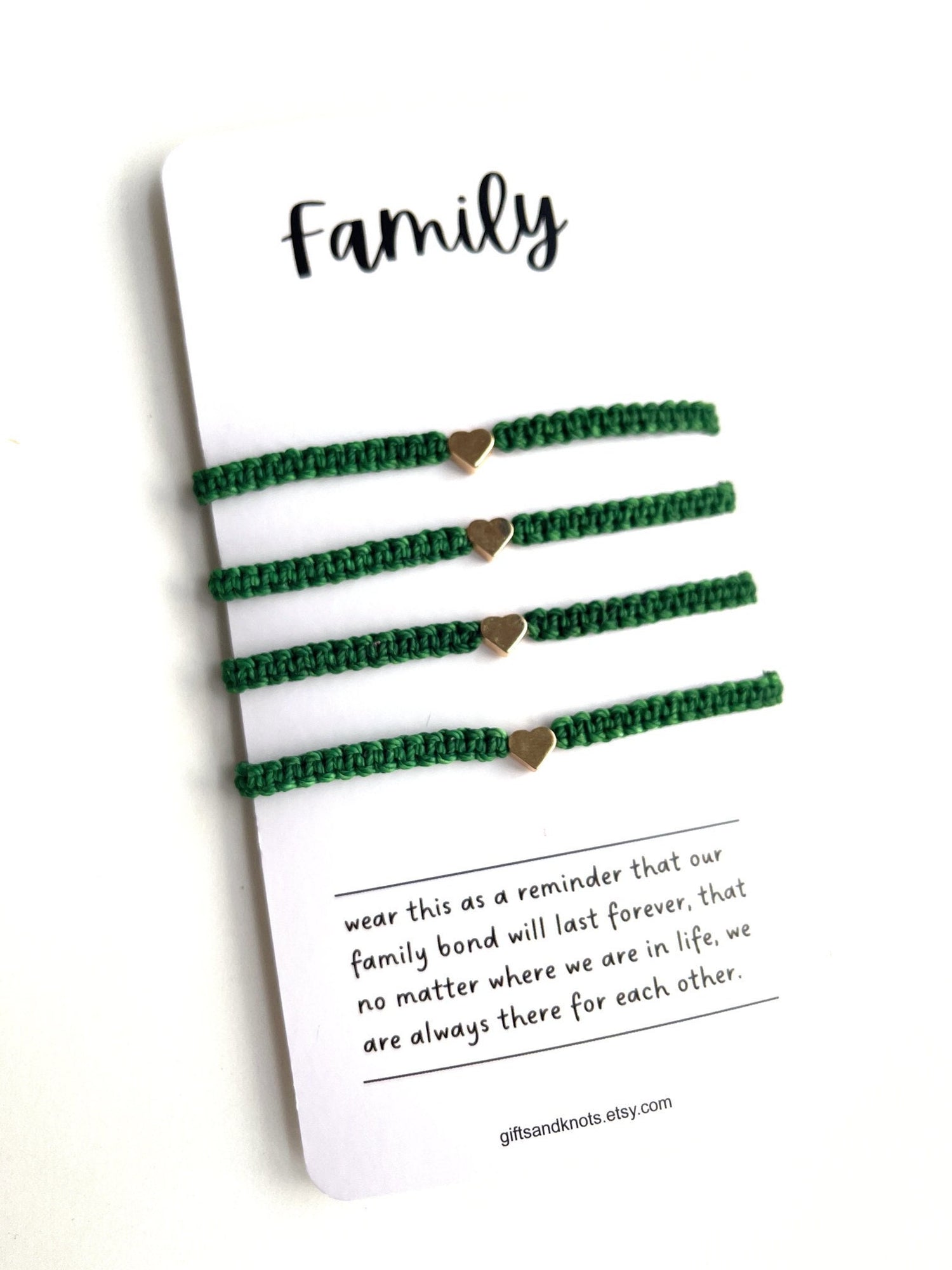 Green Matching Family Bracelets Gold Plated Heart