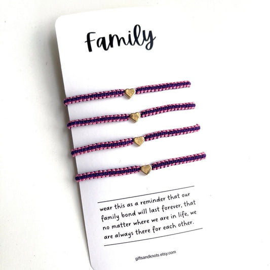 Pink and Purple Matching Family Bracelets Gold Plated Heart