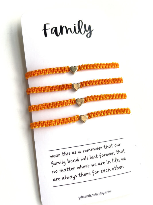 Orange Matching Family Bracelets Gold Plated Heart