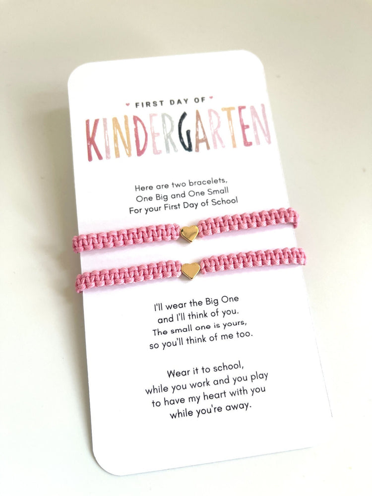 First Day of Kindergarten Poem Bracelets Mommy and Me Heart Pink