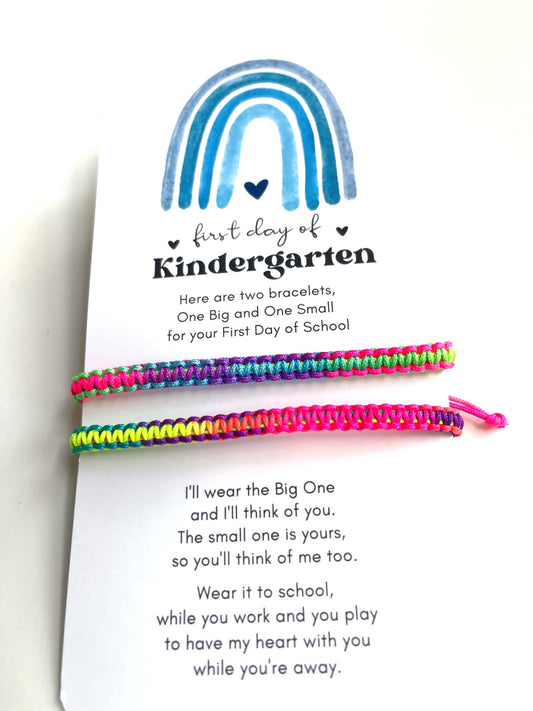 First Day of Kindergarten Mommy and Me Colorful Rainbow Macrame Matching Bracelets