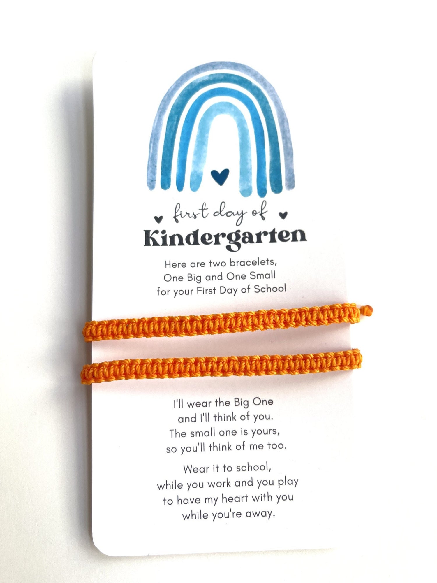 First Day of Kindergarten Orange Macrame Matching Bracelets