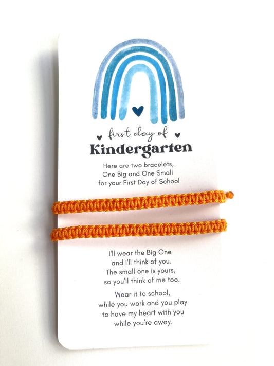 Orange Bracelets, First Day Kindergarten Blue Rainbow, Matching Bracelets, Mommy and Me, Macrame Braided Wristbands, Adjustablr, Waterproof by Gifts & Knots