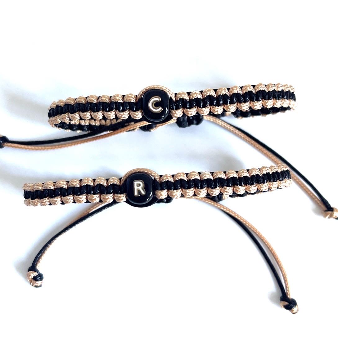 Initials Couple Bracelets Dual Tone Black and Gold
