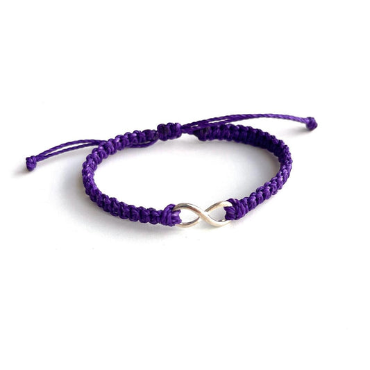 Infinity Silver Charm Purple Bracelet Unisex