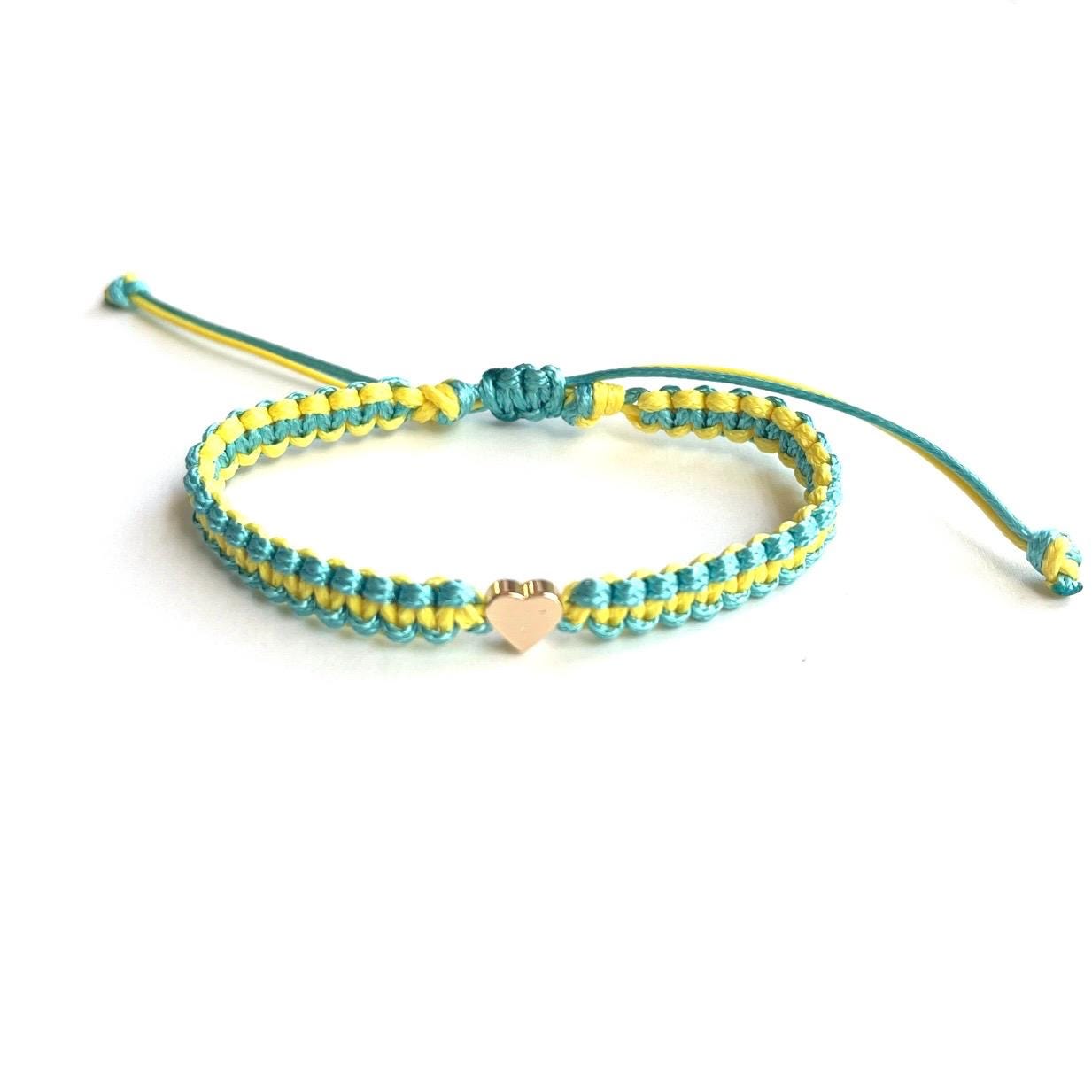 Yellow and Teal Awareness Bracelet Ribbon