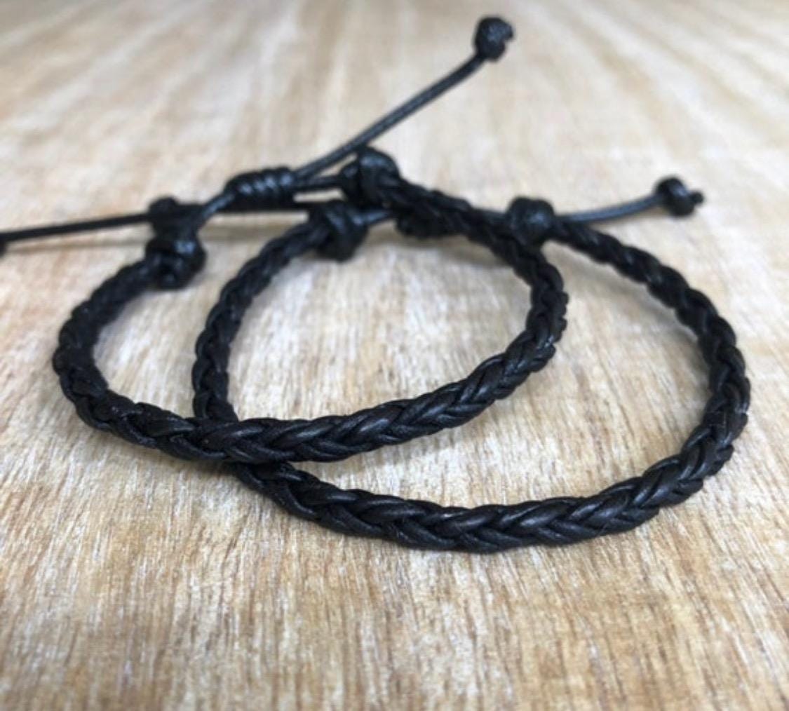 Leather Bracelet Black 5mm (3/16”) Round Braided