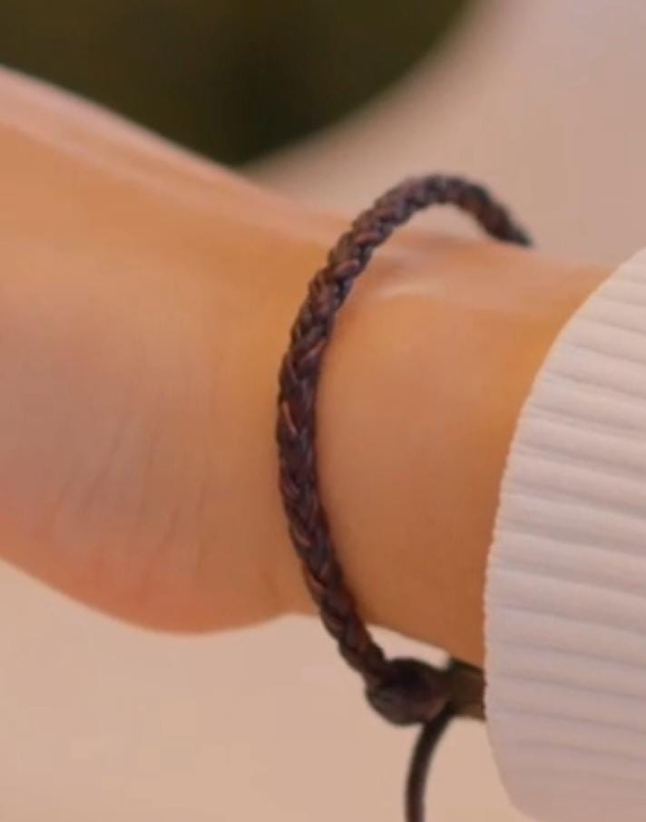 Women Leather Bracelet, Round Braided Thick 5mm