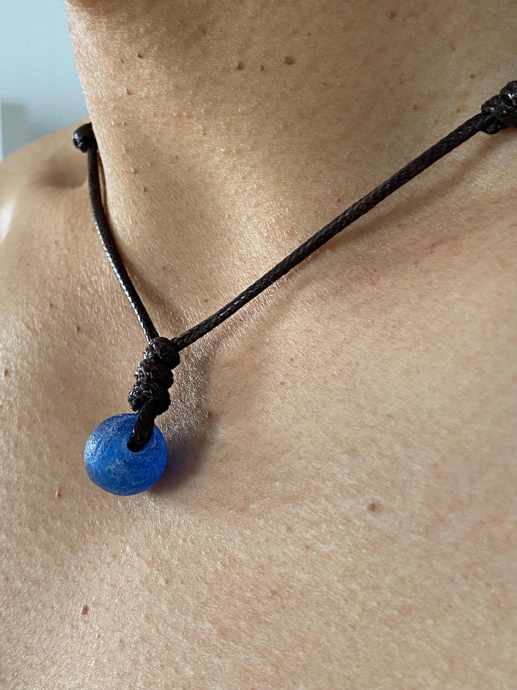 Surfer Necklace Deep Blue Beach Choker by Gifts and Knots