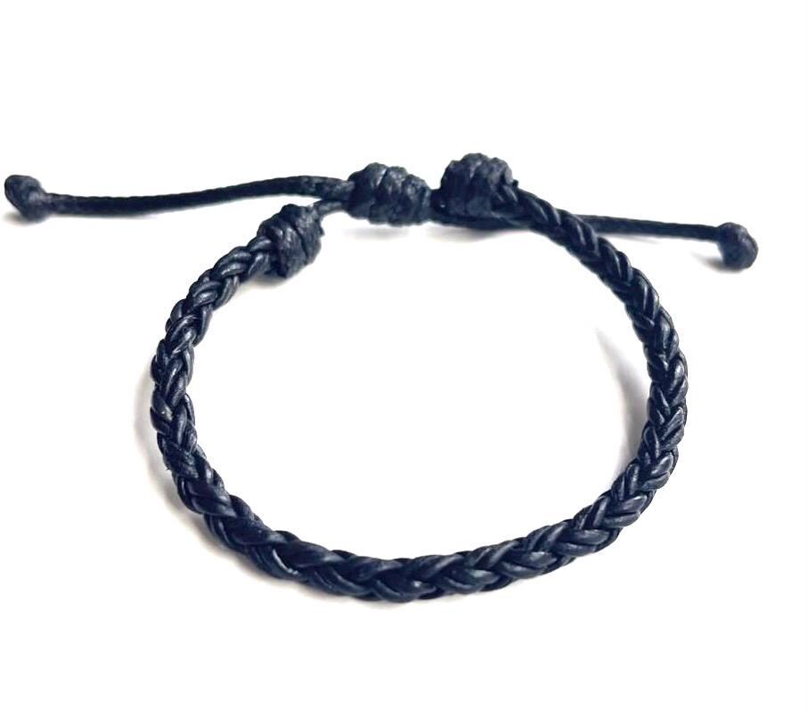 Leather Bracelet Black 5mm (3/16”) Round Braided