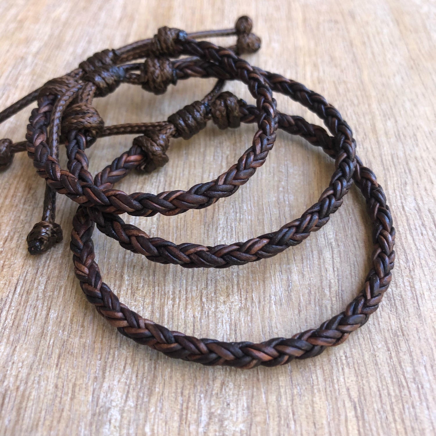 Leather Bracelet Dark Brown 5mm (3/16”) Round Braided