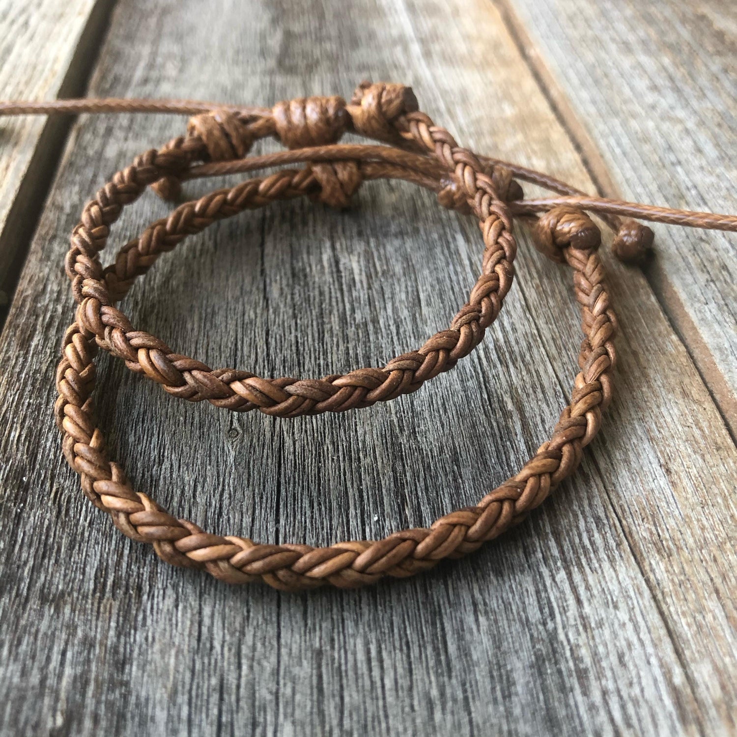 Leather Bracelet Light Brown 5mm (3/16”) Round Braided
