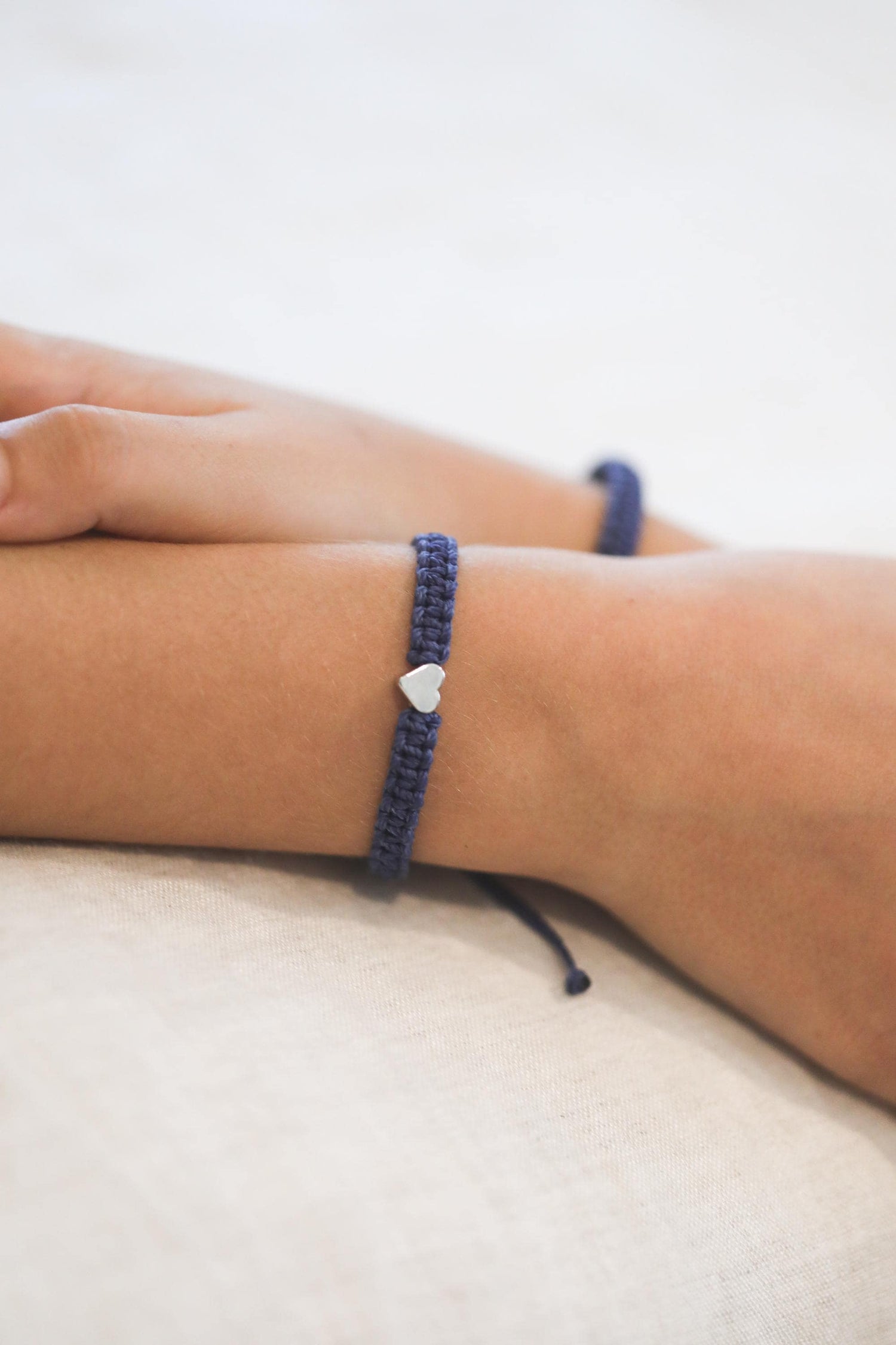 Blue Ribbon Silver Heart Bracelet by Gifts & Knots