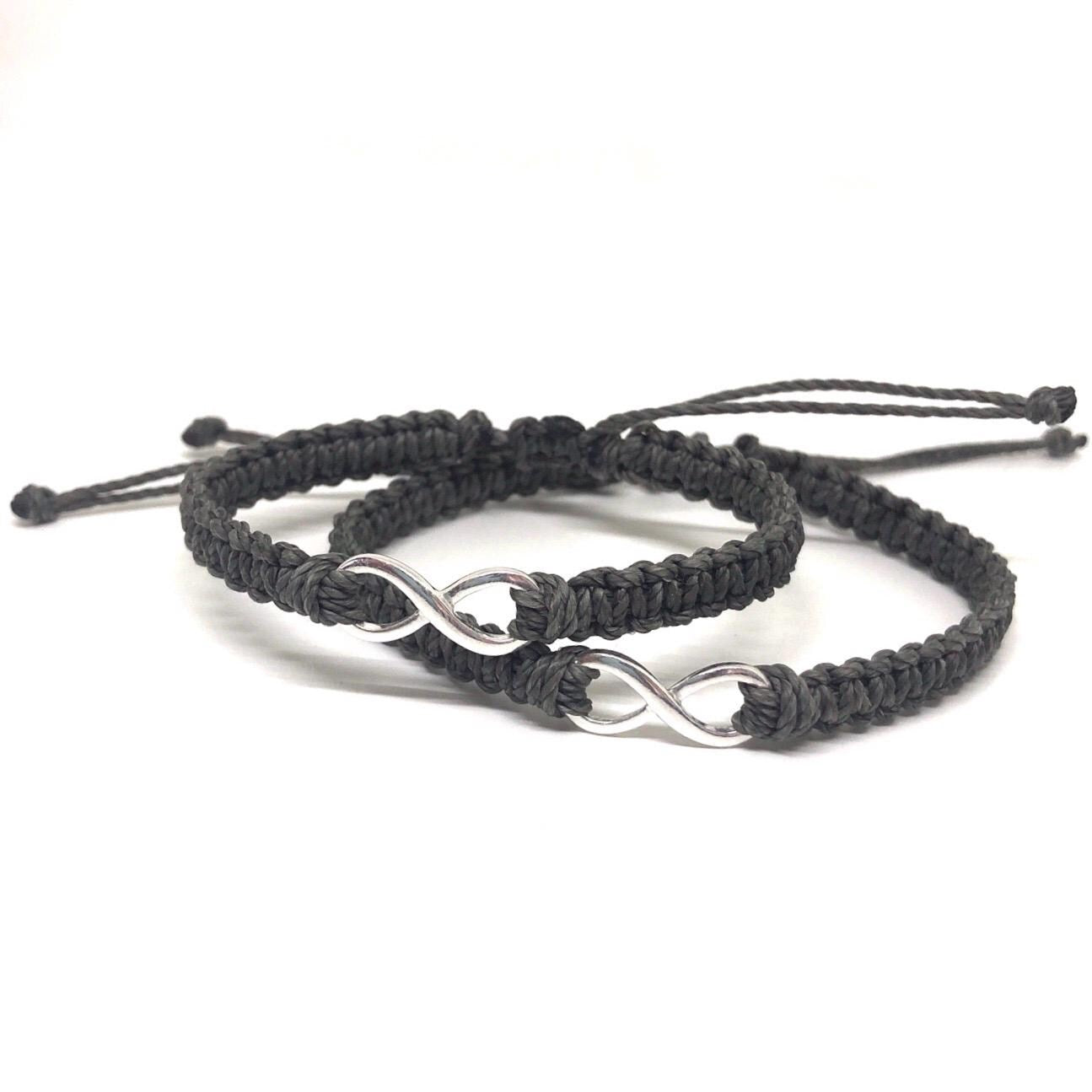 Infinity bracelet infinite charm gray bracelet by Gifts and Knots