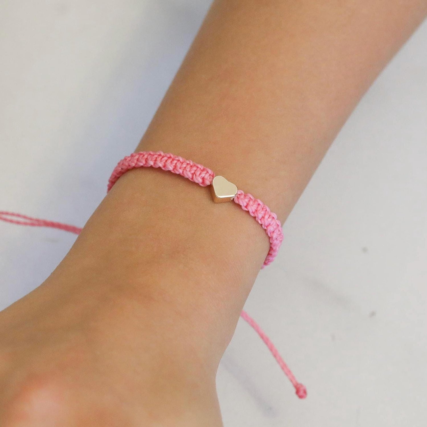 Pink Bracelet, Gold Heart, Waterproof,, Adjustable