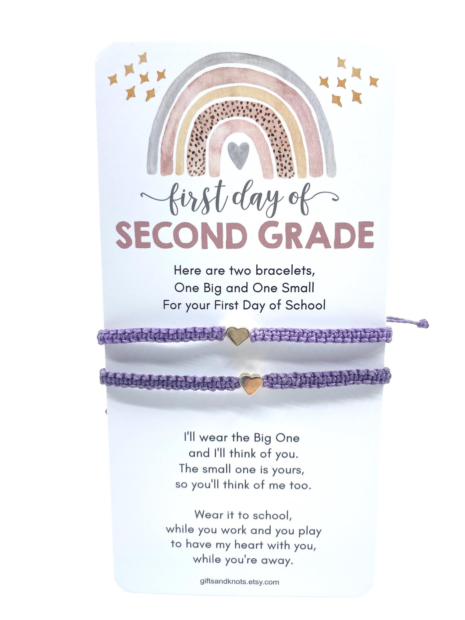Purple Bracelets Gold Heart Braided Macrame Matching Wristbands by Gifts & Knots