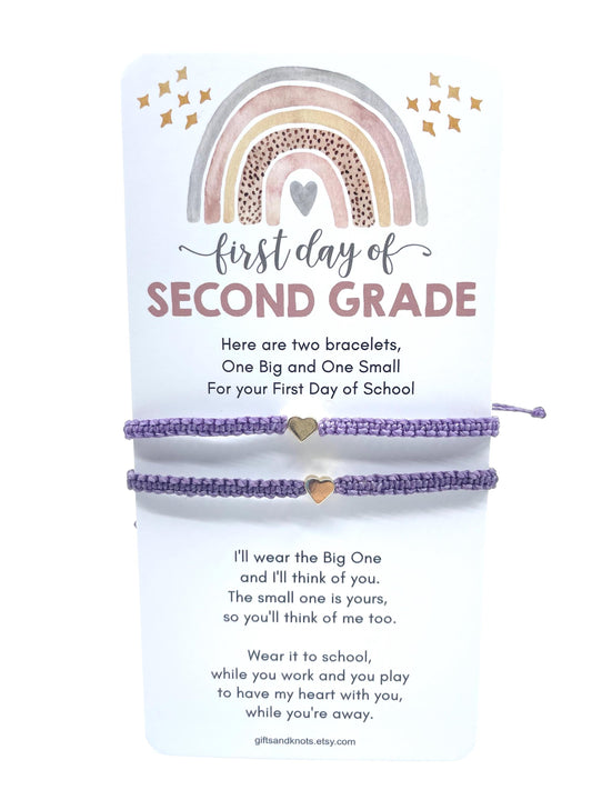 Purple Bracelets Gold Heart Braided Macrame Matching Wristbands by Gifts & Knots
