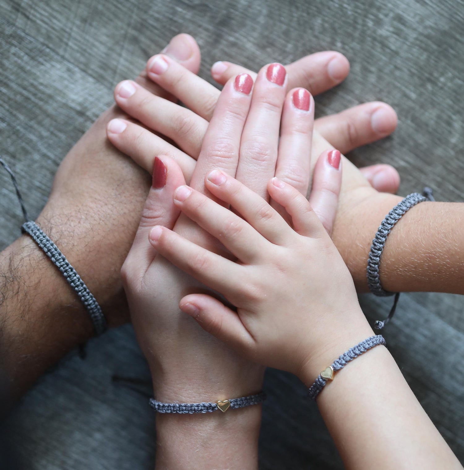 Family Set Heart Rainbow Matching Bracelets, First Day of Preschool