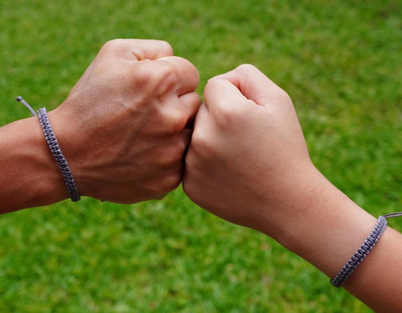 Gray Matching Bracelets, Braided Macrame Rope, Father & Son, Adjustable Waterproof by Gifts & Knots